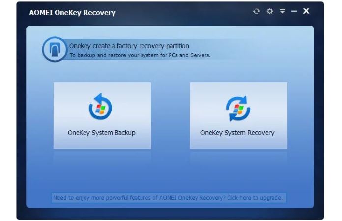 AOMEI OneKey Recovery recensione software backup e ripristino di sistema